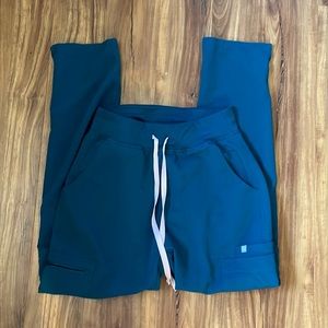 Figs Caribbean blue high waisted Yolanda straight leg scrub bottoms size small